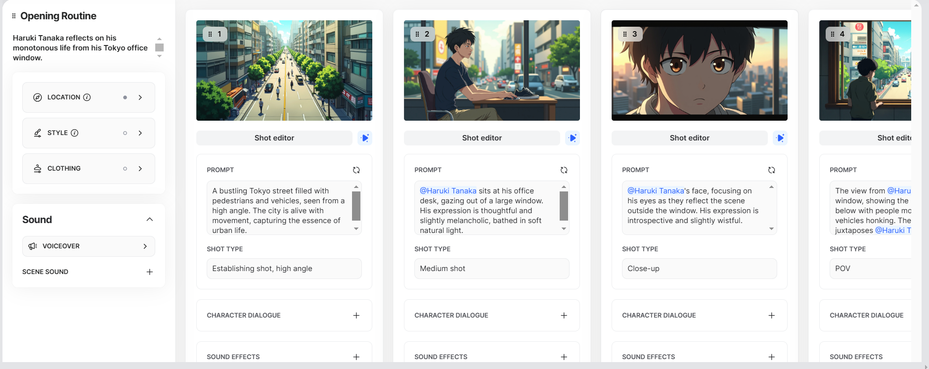 AIが生成したシーンを確認し、必要に応じて調整